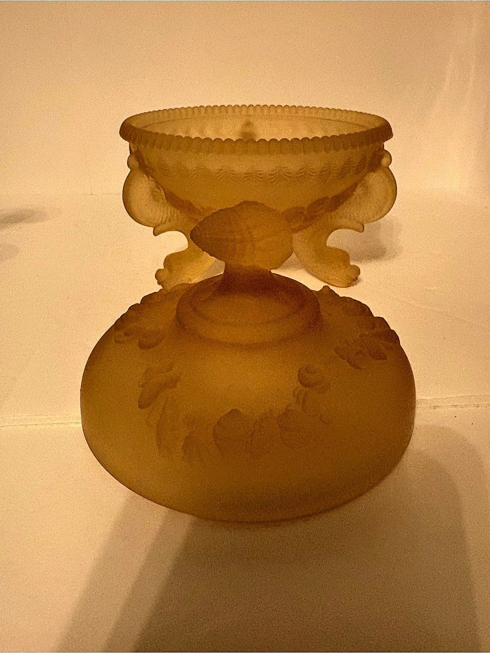 WESTMORELAND, satin peach covered candy dish - Picture 3 of 3